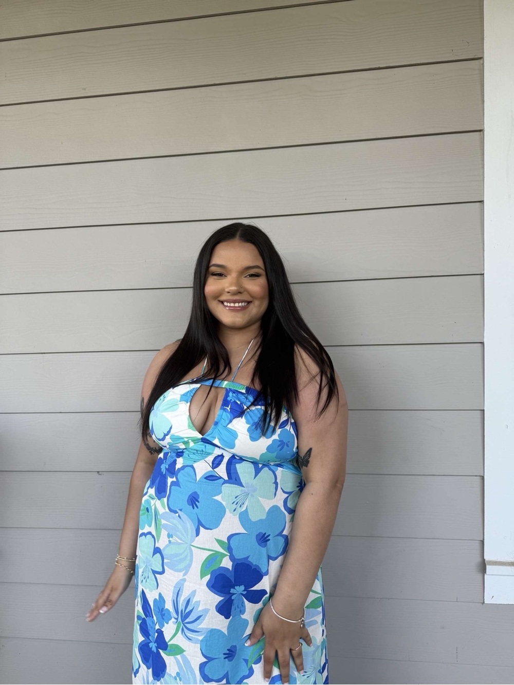 Hello Molly Blue and White Floral Maxi Dress